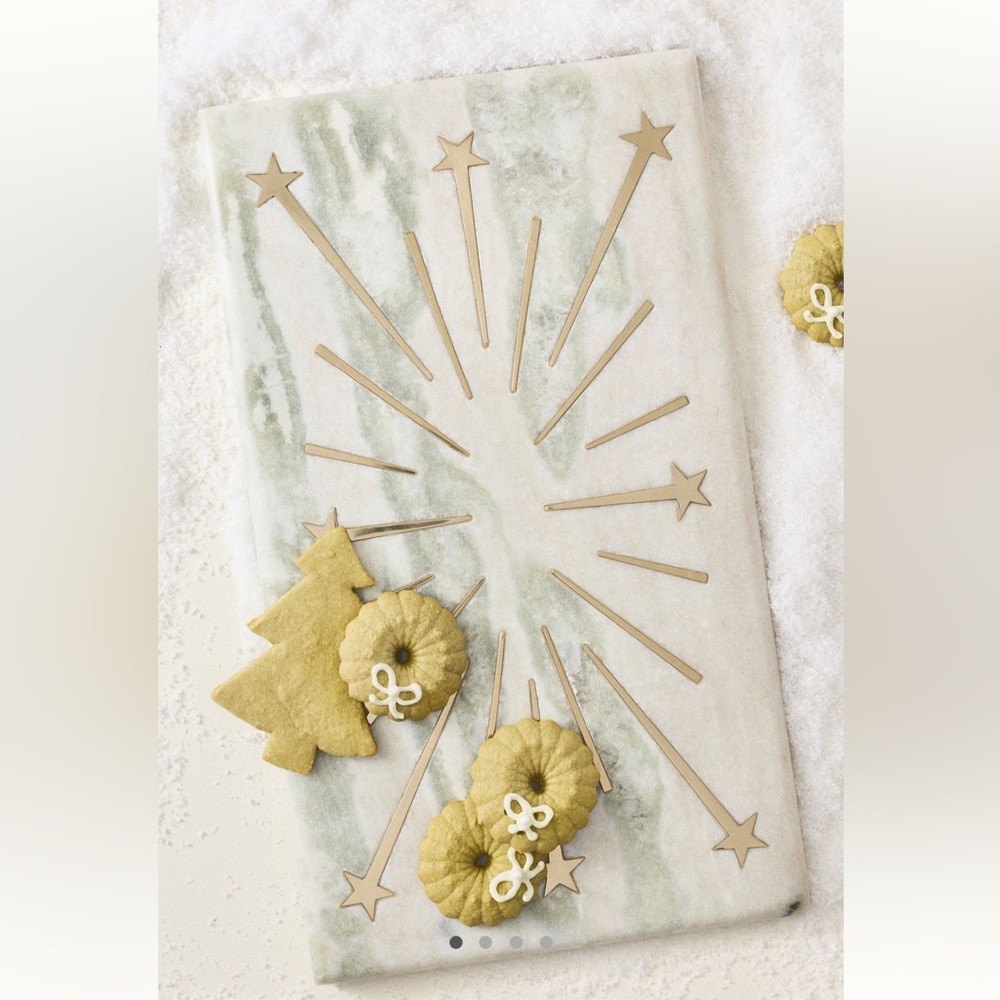Anthropologie Marble Serving Board with Gold Starburst Inlay - White and Gold